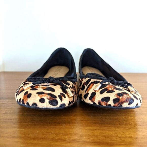 Sole Society Natalie Leopard Print Calf Fur Slip On Ballet Flats Mobwife 11 - Picture 2 of 10